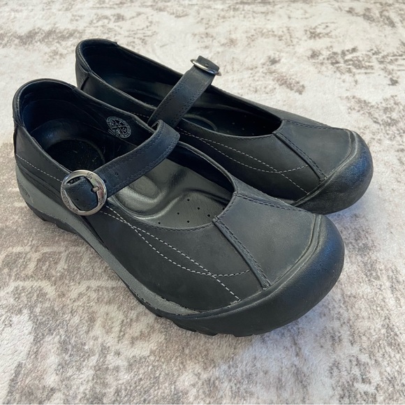 Keen Presidio Mary Jane Shoes Buckle Strap Black Leather Women's 7 - Picture 1 of 12
